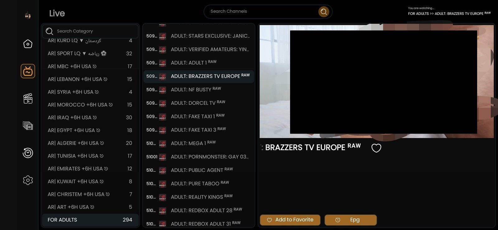IPTV with adult content 294 premium adult channels international